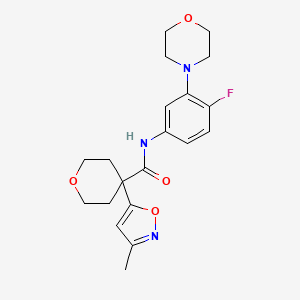 molecular formula C20H24FN3O4 B7002882 N-(4-fluoro-3-morpholin-4-ylphenyl)-4-(3-methyl-1,2-oxazol-5-yl)oxane-4-carboxamide 