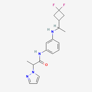 molecular formula C18H22F2N4O B7002961 N-[3-[1-(3,3-difluorocyclobutyl)ethylamino]phenyl]-2-pyrazol-1-ylpropanamide 
