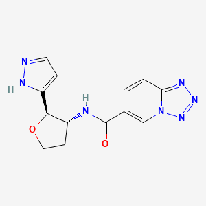 molecular formula C13H13N7O2 B7003098 N-[(2R,3R)-2-(1H-pyrazol-5-yl)oxolan-3-yl]tetrazolo[1,5-a]pyridine-6-carboxamide 