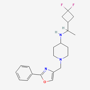 molecular formula C21H27F2N3O B7003142 N-[1-(3,3-difluorocyclobutyl)ethyl]-1-[(2-phenyl-1,3-oxazol-4-yl)methyl]piperidin-4-amine 