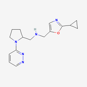 molecular formula C16H21N5O B7003155 N-[(2-cyclopropyl-1,3-oxazol-5-yl)methyl]-1-(1-pyridazin-3-ylpyrrolidin-2-yl)methanamine 