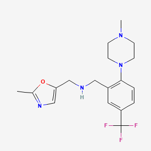 molecular formula C18H23F3N4O B7003174 N-[(2-methyl-1,3-oxazol-5-yl)methyl]-1-[2-(4-methylpiperazin-1-yl)-5-(trifluoromethyl)phenyl]methanamine 