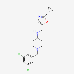 molecular formula C19H23Cl2N3O B7003189 N-[(2-cyclopropyl-1,3-oxazol-5-yl)methyl]-1-[(3,5-dichlorophenyl)methyl]piperidin-4-amine 