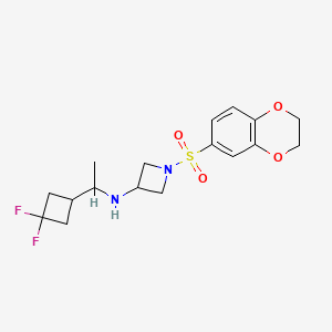 molecular formula C17H22F2N2O4S B7003217 N-[1-(3,3-difluorocyclobutyl)ethyl]-1-(2,3-dihydro-1,4-benzodioxin-6-ylsulfonyl)azetidin-3-amine 