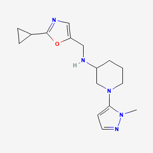 molecular formula C16H23N5O B7003273 N-[(2-cyclopropyl-1,3-oxazol-5-yl)methyl]-1-(2-methylpyrazol-3-yl)piperidin-3-amine 