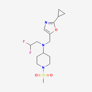 molecular formula C15H23F2N3O3S B7003312 N-[(2-cyclopropyl-1,3-oxazol-5-yl)methyl]-N-(2,2-difluoroethyl)-1-methylsulfonylpiperidin-4-amine 