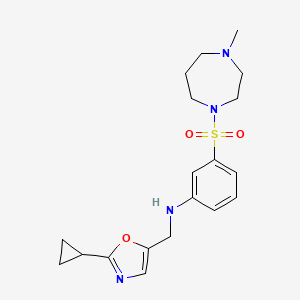 molecular formula C19H26N4O3S B7003350 N-[(2-cyclopropyl-1,3-oxazol-5-yl)methyl]-3-[(4-methyl-1,4-diazepan-1-yl)sulfonyl]aniline 