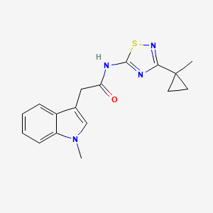 molecular formula C17H18N4OS B7003557 N-[3-(1-methylcyclopropyl)-1,2,4-thiadiazol-5-yl]-2-(1-methylindol-3-yl)acetamide 