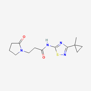 molecular formula C13H18N4O2S B7003607 N-[3-(1-methylcyclopropyl)-1,2,4-thiadiazol-5-yl]-3-(2-oxopyrrolidin-1-yl)propanamide 