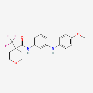 molecular formula C20H21F3N2O3 B7003630 N-[3-(4-methoxyanilino)phenyl]-4-(trifluoromethyl)oxane-4-carboxamide 