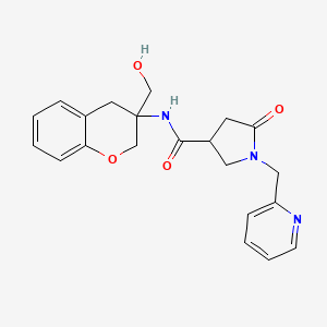 molecular formula C21H23N3O4 B7003676 N-[3-(hydroxymethyl)-2,4-dihydrochromen-3-yl]-5-oxo-1-(pyridin-2-ylmethyl)pyrrolidine-3-carboxamide 