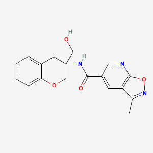 molecular formula C18H17N3O4 B7003684 N-[3-(hydroxymethyl)-2,4-dihydrochromen-3-yl]-3-methyl-[1,2]oxazolo[5,4-b]pyridine-5-carboxamide 