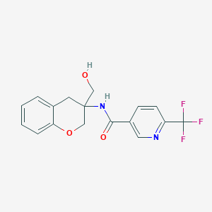 molecular formula C17H15F3N2O3 B7003716 N-[3-(hydroxymethyl)-2,4-dihydrochromen-3-yl]-6-(trifluoromethyl)pyridine-3-carboxamide 