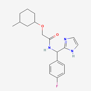 molecular formula C19H24FN3O2 B7003830 N-[(4-fluorophenyl)-(1H-imidazol-2-yl)methyl]-2-(3-methylcyclohexyl)oxyacetamide 