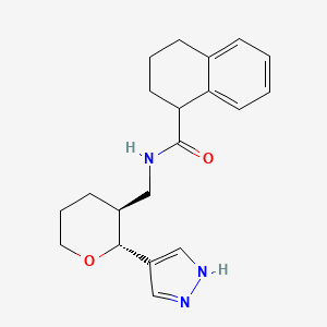 molecular formula C20H25N3O2 B7004113 N-[[(2R,3S)-2-(1H-pyrazol-4-yl)oxan-3-yl]methyl]-1,2,3,4-tetrahydronaphthalene-1-carboxamide 