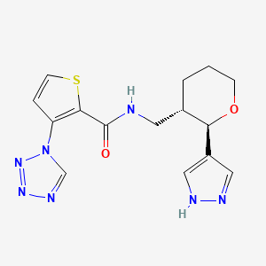 molecular formula C15H17N7O2S B7004114 N-[[(2R,3S)-2-(1H-pyrazol-4-yl)oxan-3-yl]methyl]-3-(tetrazol-1-yl)thiophene-2-carboxamide 