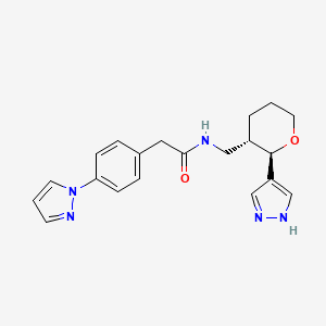 molecular formula C20H23N5O2 B7004136 N-[[(2R,3S)-2-(1H-pyrazol-4-yl)oxan-3-yl]methyl]-2-(4-pyrazol-1-ylphenyl)acetamide 