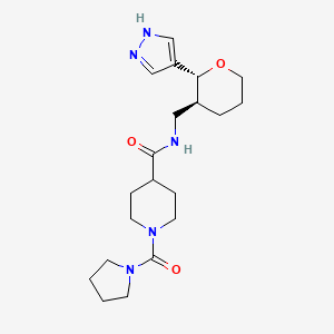 molecular formula C20H31N5O3 B7004140 N-[[(2R,3S)-2-(1H-pyrazol-4-yl)oxan-3-yl]methyl]-1-(pyrrolidine-1-carbonyl)piperidine-4-carboxamide 