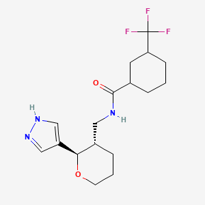 molecular formula C17H24F3N3O2 B7004160 N-[[(2R,3S)-2-(1H-pyrazol-4-yl)oxan-3-yl]methyl]-3-(trifluoromethyl)cyclohexane-1-carboxamide 