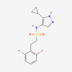 molecular formula C14H15F2N3O2S B7004360 N-(5-cyclopropyl-1H-pyrazol-4-yl)-2-(2,6-difluorophenyl)ethanesulfonamide 