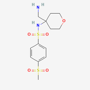 molecular formula C13H20N2O5S2 B7004414 N-[4-(aminomethyl)oxan-4-yl]-4-methylsulfonylbenzenesulfonamide 