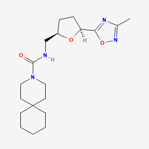 molecular formula C19H30N4O3 B7004771 N-[[(2R,5S)-5-(3-methyl-1,2,4-oxadiazol-5-yl)oxolan-2-yl]methyl]-3-azaspiro[5.5]undecane-3-carboxamide 