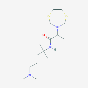 molecular formula C15H31N3OS2 B7005030 N-[5-(dimethylamino)-2-methylpentan-2-yl]-2-(1,5,3-dithiazepan-3-yl)propanamide 