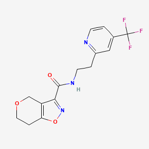 molecular formula C15H14F3N3O3 B7005105 N-[2-[4-(trifluoromethyl)pyridin-2-yl]ethyl]-6,7-dihydro-4H-pyrano[3,4-d][1,2]oxazole-3-carboxamide 