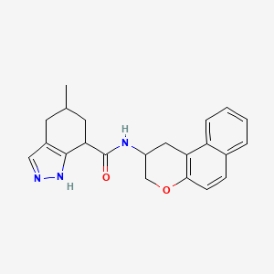 molecular formula C22H23N3O2 B7005129 N-(2,3-dihydro-1H-benzo[f]chromen-2-yl)-5-methyl-4,5,6,7-tetrahydro-1H-indazole-7-carboxamide 