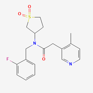 molecular formula C19H21FN2O3S B7005212 N-(1,1-dioxothiolan-3-yl)-N-[(2-fluorophenyl)methyl]-2-(4-methylpyridin-3-yl)acetamide 