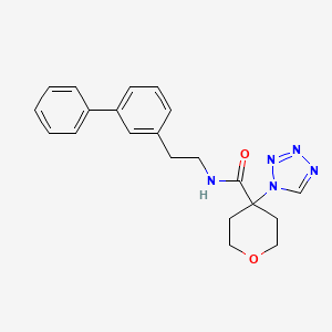 molecular formula C21H23N5O2 B7005234 N-[2-(3-phenylphenyl)ethyl]-4-(tetrazol-1-yl)oxane-4-carboxamide 