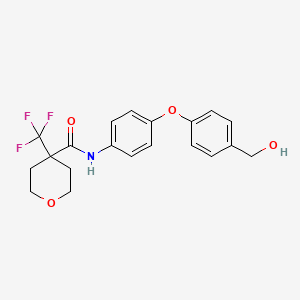 molecular formula C20H20F3NO4 B7005235 N-[4-[4-(hydroxymethyl)phenoxy]phenyl]-4-(trifluoromethyl)oxane-4-carboxamide 