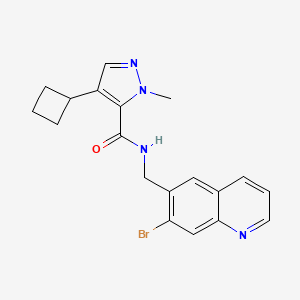 molecular formula C19H19BrN4O B7005256 N-[(7-bromoquinolin-6-yl)methyl]-4-cyclobutyl-2-methylpyrazole-3-carboxamide 