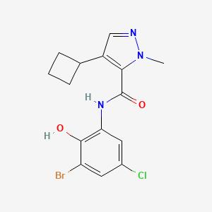 molecular formula C15H15BrClN3O2 B7005273 N-(3-bromo-5-chloro-2-hydroxyphenyl)-4-cyclobutyl-2-methylpyrazole-3-carboxamide 