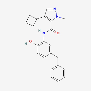molecular formula C22H23N3O2 B7005286 N-(5-benzyl-2-hydroxyphenyl)-4-cyclobutyl-2-methylpyrazole-3-carboxamide 