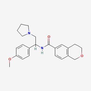 molecular formula C23H28N2O3 B7005308 N-[1-(4-methoxyphenyl)-2-pyrrolidin-1-ylethyl]-3,4-dihydro-1H-isochromene-6-carboxamide 