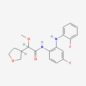 molecular formula C19H20F2N2O3 B7005358 N-[4-fluoro-2-(2-fluoroanilino)phenyl]-2-methoxy-2-(oxolan-3-yl)acetamide 