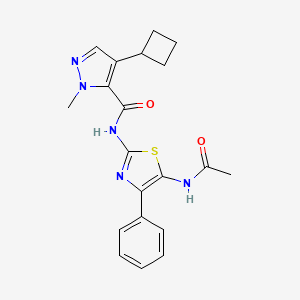 molecular formula C20H21N5O2S B7005363 N-(5-acetamido-4-phenyl-1,3-thiazol-2-yl)-4-cyclobutyl-2-methylpyrazole-3-carboxamide 