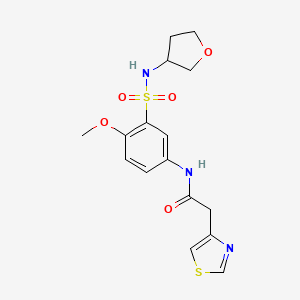 molecular formula C16H19N3O5S2 B7005446 N-[4-methoxy-3-(oxolan-3-ylsulfamoyl)phenyl]-2-(1,3-thiazol-4-yl)acetamide 