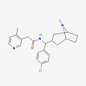 molecular formula C23H28ClN3O B7005497 N-[(4-chlorophenyl)-(8-methyl-8-azabicyclo[3.2.1]octan-3-yl)methyl]-2-(4-methylpyridin-3-yl)acetamide 