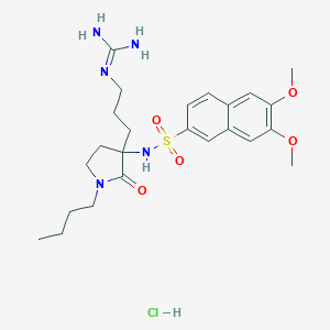 molecular formula C24H36ClN5O5S B070055 1-Butyl-3-(6,7-dimethoxy-2-naphthylsulfonyl)amino-3-(3-guanidinopropyl)-2-pyrrolidinone hydrochloride CAS No. 173440-64-7