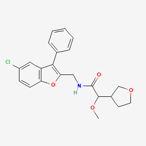 molecular formula C22H22ClNO4 B7005607 N-[(5-chloro-3-phenyl-1-benzofuran-2-yl)methyl]-2-methoxy-2-(oxolan-3-yl)acetamide 