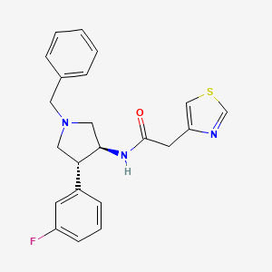 molecular formula C22H22FN3OS B7005627 N-[(3S,4R)-1-benzyl-4-(3-fluorophenyl)pyrrolidin-3-yl]-2-(1,3-thiazol-4-yl)acetamide 