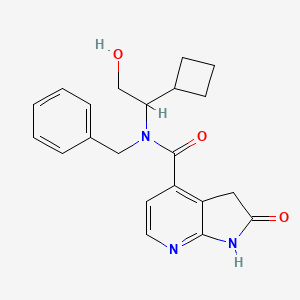 molecular formula C21H23N3O3 B7005674 N-benzyl-N-(1-cyclobutyl-2-hydroxyethyl)-2-oxo-1,3-dihydropyrrolo[2,3-b]pyridine-4-carboxamide 