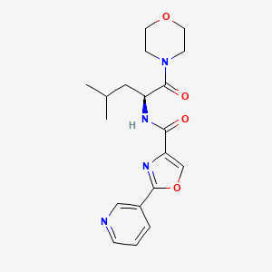 molecular formula C19H24N4O4 B7005682 N-[(2S)-4-methyl-1-morpholin-4-yl-1-oxopentan-2-yl]-2-pyridin-3-yl-1,3-oxazole-4-carboxamide 