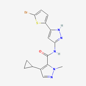 molecular formula C15H14BrN5OS B7005723 N-[5-(5-bromothiophen-2-yl)-1H-pyrazol-3-yl]-4-cyclopropyl-2-methylpyrazole-3-carboxamide 