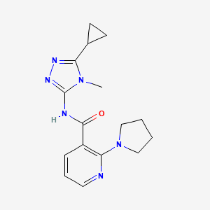 molecular formula C16H20N6O B7005762 N-(5-cyclopropyl-4-methyl-1,2,4-triazol-3-yl)-2-pyrrolidin-1-ylpyridine-3-carboxamide 