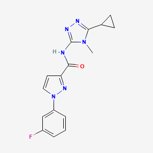 molecular formula C16H15FN6O B7005775 N-(5-cyclopropyl-4-methyl-1,2,4-triazol-3-yl)-1-(3-fluorophenyl)pyrazole-3-carboxamide 