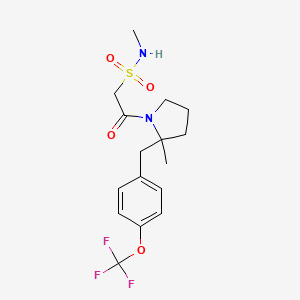 molecular formula C16H21F3N2O4S B7005910 N-methyl-2-[2-methyl-2-[[4-(trifluoromethoxy)phenyl]methyl]pyrrolidin-1-yl]-2-oxoethanesulfonamide 