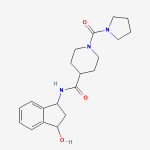 molecular formula C20H27N3O3 B7005926 N-(3-hydroxy-2,3-dihydro-1H-inden-1-yl)-1-(pyrrolidine-1-carbonyl)piperidine-4-carboxamide 